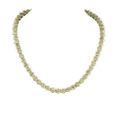 10K White Gold Mens Diamond Chain With Yellow Diamonds 51.59 Ctw
